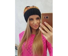Moteriška žieminė kepurė Iris, juodos ir garstyčių spalvos
