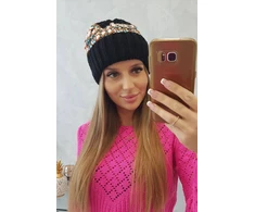 Moteriška žieminė kepurė Iris, juodos ir mėtų spalvos