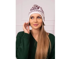 Moteriška žieminė kepurė Maryla, bordo ir baltos spalvos