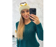 Moteriška žieminė kepurė Ofelia, smėlio spalvos