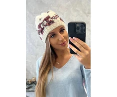 Moteriška žieminė kepurė Otylia, ekru ir bordo spalvų