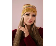 Moteriška žieminė kepurė Patrycja, garstyčių ir chaki spalvos