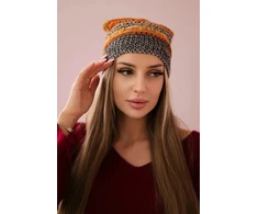 Moteriška žieminė kepurė Patrycja, oranžinės ir juodos spalvų