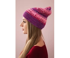 Moteriška žieminė kepurė Patrycja, rožinės ir violetinės spalvų