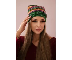 Moteriška žieminė kepurė Patrycja, violetinės ir neoninės žalios spalvų
