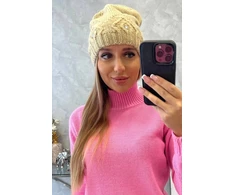 Moteriška žieminė kepurė Ramona, smėlio spalvos