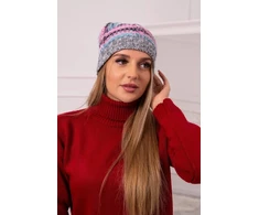 Moteriška žieminė kepurė su flisu Klaudia, rožinės ir tamsiai pilkos spalvos