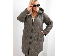 Moteriška žieminė Plus Size striukė su gobtuvu, fango spalvos