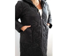 Moteriška žieminė Plus Size striukė su gobtuvu, raudonos spalvos