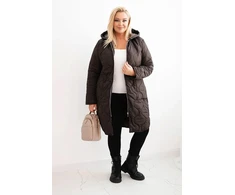 Moteriška žieminė Plus Size striukė su gobtuvu, raudonos spalvos