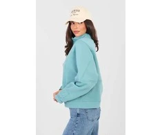 Moteriškas bliuzonas su užtrauktuku priekyje melsvos spalvos