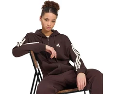 Moteriškas džemperis su gobtuvu ir užtrauktuku adidas, rudas