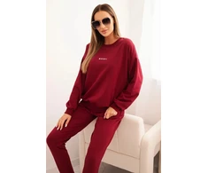 Moteriškas medvilninis komplektas Minimal, burgundiškos spalvos