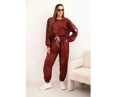 Moteriškas oversize laisvalaikio komplektas, burgundiškos spalvos