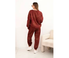 Moteriškas oversize laisvalaikio komplektas, burgundiškos spalvos