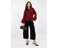 Moteriškas oversize megztinis bordo spalvos
