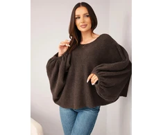 Moteriškas oversize megztinis su alpaka, rudas