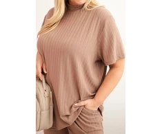 Moteriškas Plus Size 3 dalių komplektas, kapučino spalvos