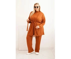 Moteriškas Plus Size 3 dalių komplektas, kapučino spalvos
