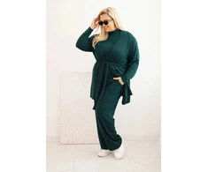Moteriškas Plus Size 3 dalių komplektas, tamsiai žalios spalvos