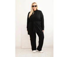 Moteriškas Plus Size 3 dalių komplektas, juodos spalvos