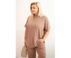 Moteriškas Plus Size 3 dalių komplektas, kapučino spalvos