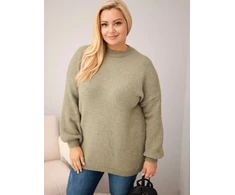 Moteriškas Plus Size chaki megztinis