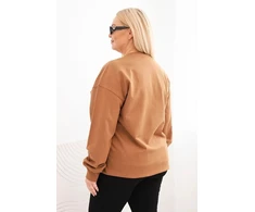 Moteriškas Plus Size džemperis su apvalia iškirpte, kapučino spalvos