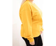 Moteriškas Plus Size džemperis su apvalia iškirpte, garstyčių spalvos