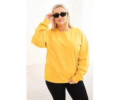 Moteriškas Plus Size džemperis su apvalia iškirpte, garstyčių spalvos