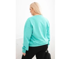 Moteriškas Plus Size džemperis su apvalia iškirpte, mėtų spalvos