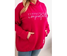 Moteriškas Plus Size džemperis su gobtuvu, fuksijos spalvos