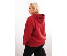 Moteriškas Plus Size džemperis su gobtuvu, burgundiškos spalvos