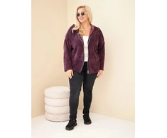 Moteriškas Plus Size džemperis su gobtuvu, tamsiai violetinis