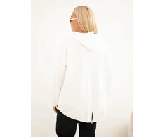 Moteriškas Plus Size džemperis su gobtuvu ir kišene kengūra, ekru spalvos