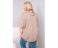 Moteriškas Plus Size džemperis su gobtuvu ir kišene, kapučino spalvos