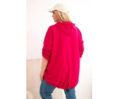 Moteriškas Plus Size džemperis su gobtuvu, fuksijos spalvos