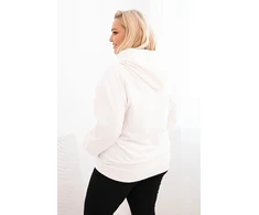 Moteriškas Plus Size džemperis su gobtuvu ir kengūros kišene, baltos spalvos