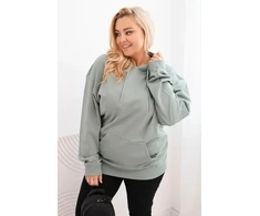 Moteriškas Plus Size džemperis su gobtuvu ir kišene, mėtų spalvos