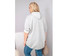 Moteriškas Plus Size džemperis su gobtuvu ir kišene, pilkai melanžinis