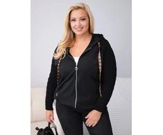 Moteriškas Plus Size džemperis su gobtuvu, juodos spalvos