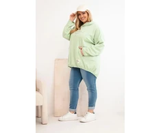 Moteriškas Plus Size džemperis su gobtuvu ir spauda, mėtų spalvos