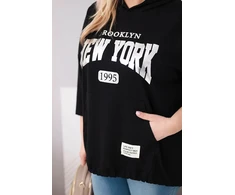 Moteriškas Plus Size džemperis su gobtuvu, juodos spalvos