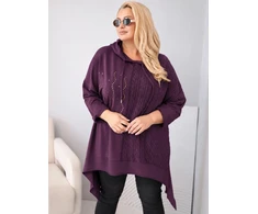 Moteriškas Plus Size džemperis su gobtuvu, bordo spalvos