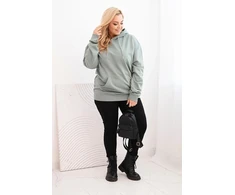 Moteriškas Plus Size džemperis su gobtuvu ir kišene, mėtų spalvos