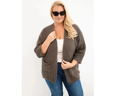 Moteriškas Plus Size kardiganas be užsegimo su kišenėmis, moka spalvos