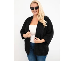 Moteriškas Plus Size kardiganas su kišenėmis, juodos spalvos