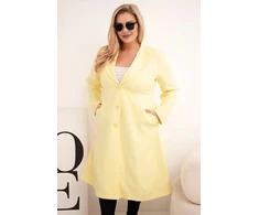Moteriškas Plus Size klasikinis paltas su sagomis, geltonos spalvos
