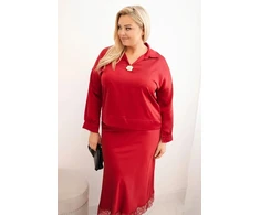 Moteriškas Plus Size komplektas, raudonos spalvos