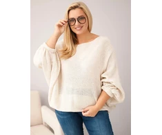 Moteriškas Plus Size laisvo kirpimo megztinis, smėlio spalvos